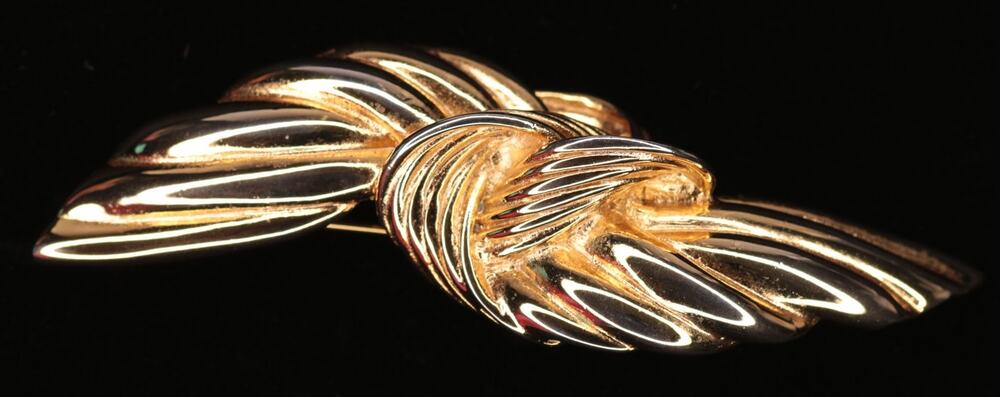 Vintage GIVENCHY Gold Tone Abstract Wing Brooch Pin Sculptural Runway Statement